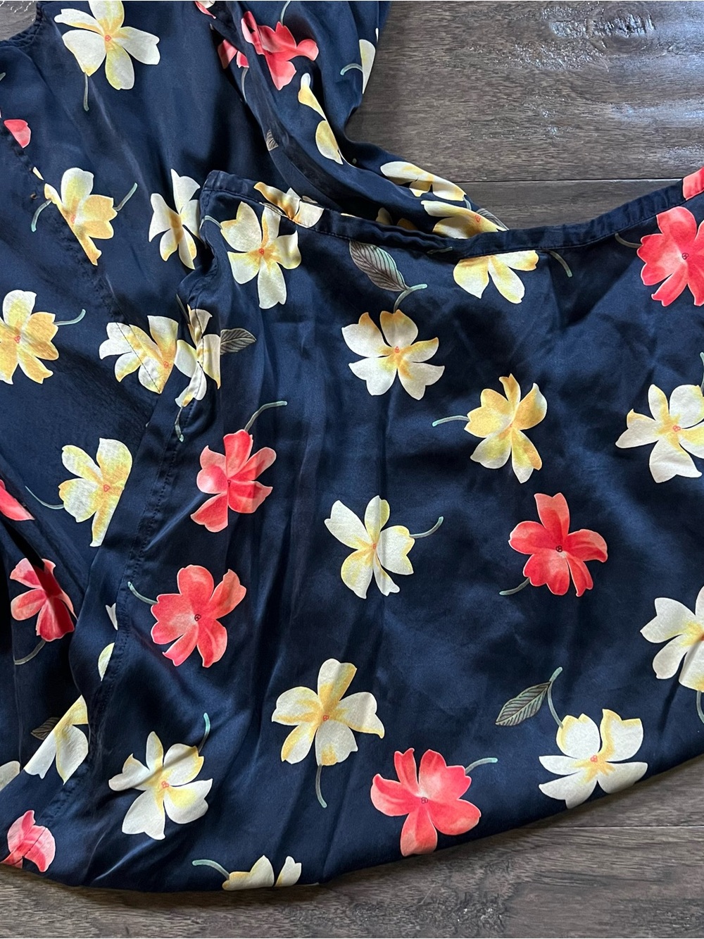100% Silk Hawaiian Floral Midi Skirt